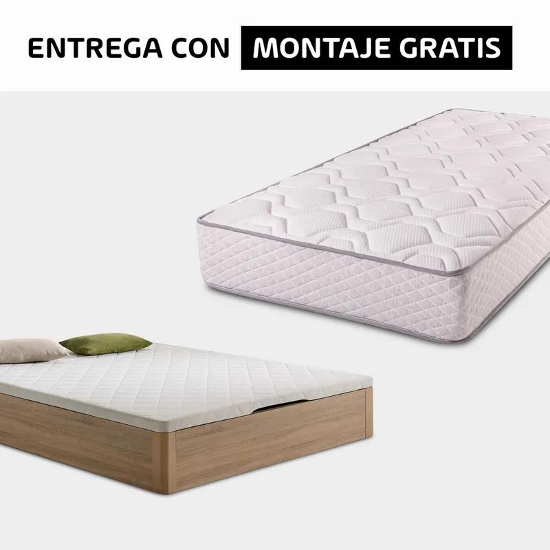 Pack SPRING 90x190cm muelles y visco y canapé madera SOMNALIS - Descanso