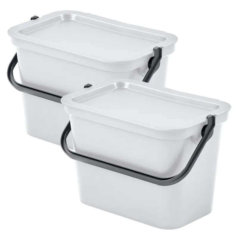 Set de 2 papeleras 5L Blanco con asa - Baño