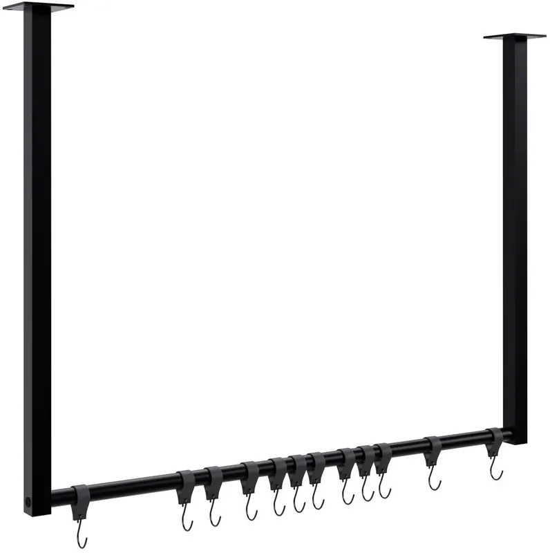 Barra de colgar Fenton con 12 perchas Metal Negro 7X80X60 cm - Decoración