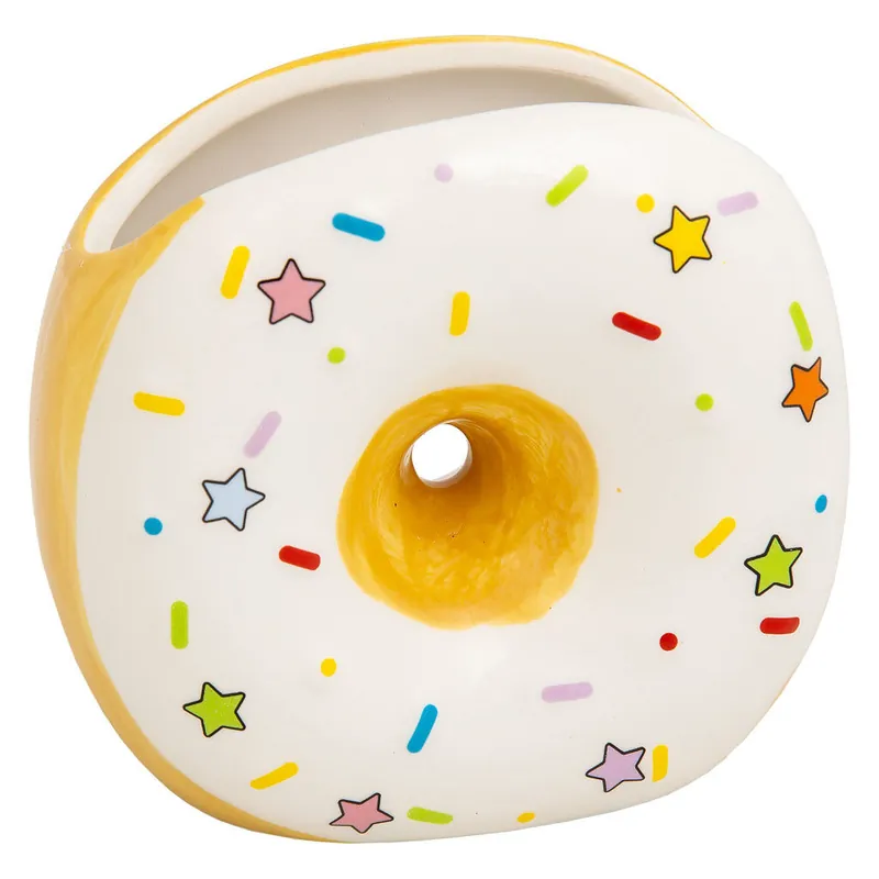 Porta lápices donut de cerámica blanco 11x6,5x11 - Decoración