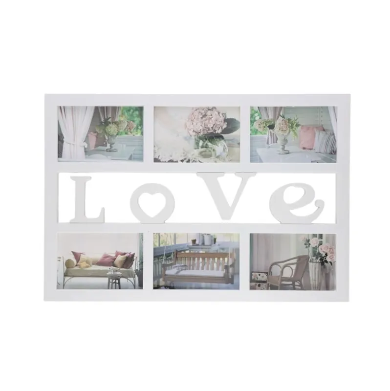 Portafotos múltiple Love 6 fotos blanco 33x48x1,8 cm - Decoración