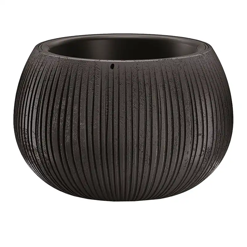 Prosperplast Beton Bowl De Plástico Con Depósito En Color Cemento Negro, 16,1 (Alto) X 23,8 (Ancho) X 23,8 (Profundo) Cms - Decoración