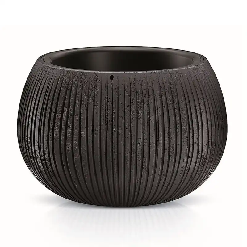 Prosperplast Beton Bowl De Plástico Con Depósito En Color Cemento Negro, 21,8 (Alto) X 37 (Ancho) X 37 (Profundo) Cms - Decoración