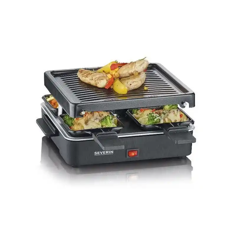 SEVERIN - Mini Raclette con parrilla antiadherente de 21 x 21 cm, 600 W, Dimensiones: 26 x 22.5 x 11 cm, Negro RG 2370
