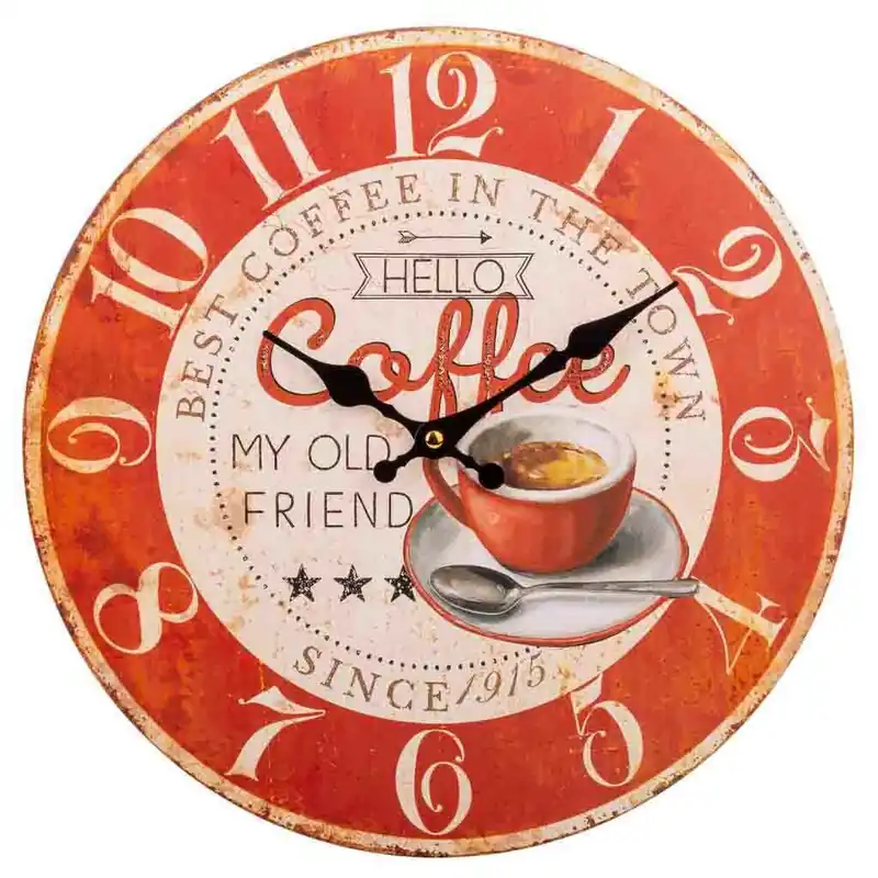 Reloj de pared de madera marrón d34x2 - Decoración