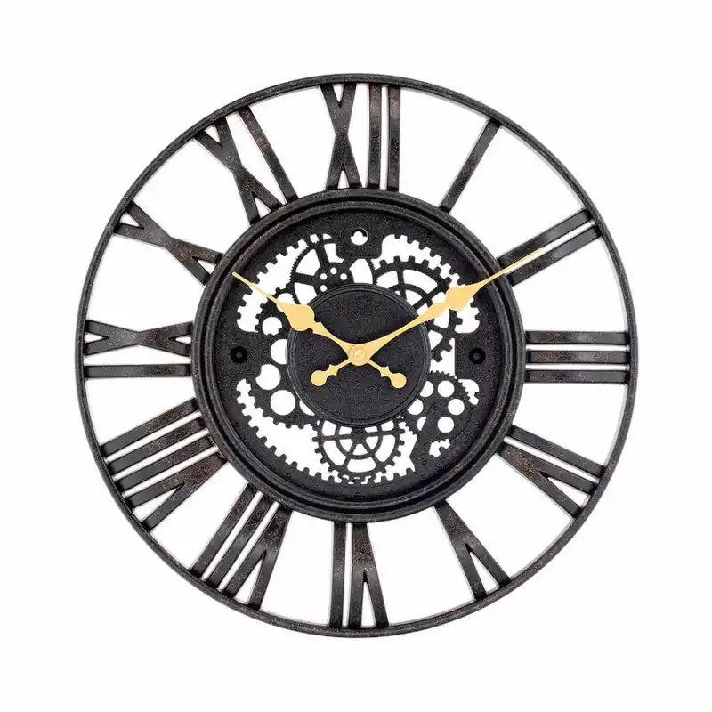 Reloj de Pared Vintage Troquelado Negro/Dorado Ø38 cm Thinia Home - Decoración