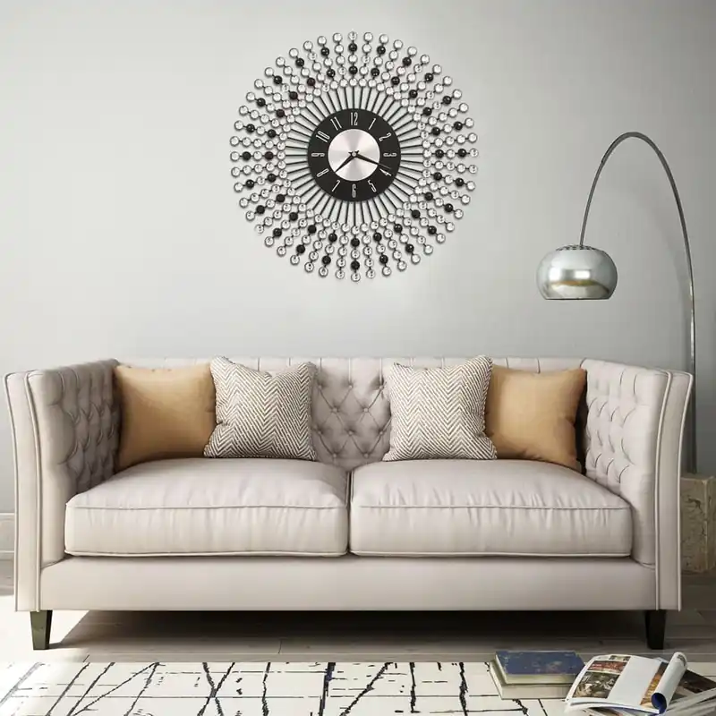 Reloj decorativo de pared metal negro Ø43cm - Decoración
