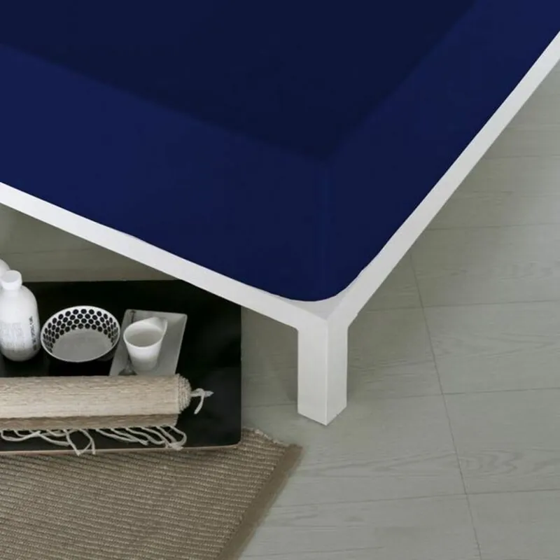 Sábana Bajera Ajustable Naturals Azul Cama de 90 (90 x 190 cm) - Textil