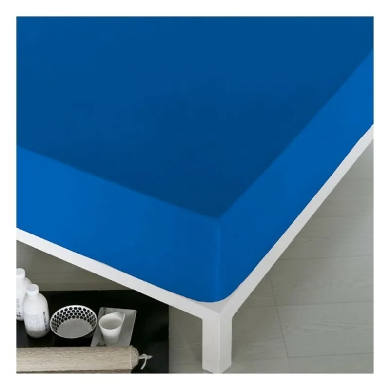 Sábana Bajera Ajustable Naturals Azul Cama de 135 (135 x 190 cm) - Textil