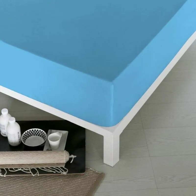 Sábana Bajera Ajustable Naturals Azul Cama de 90 (90 x 190 cm) - Textil