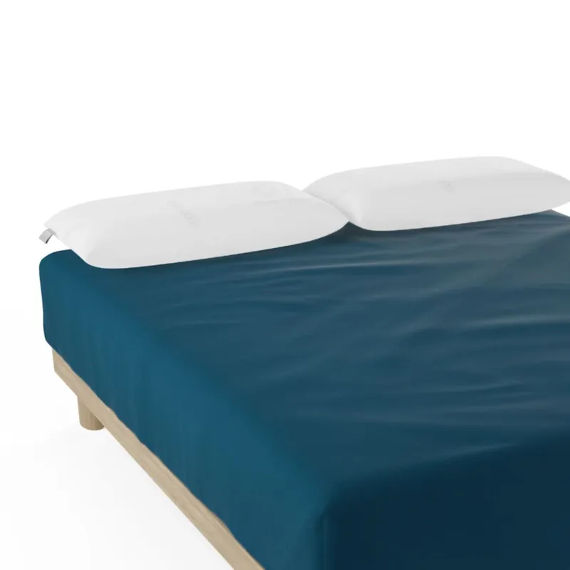 Sábana Bajera Nalui azul 100% Algodón 180 Hilos (Camas max 28cm), Suave, Fresca, Transpirable, Lavable a 30ºC - Textil