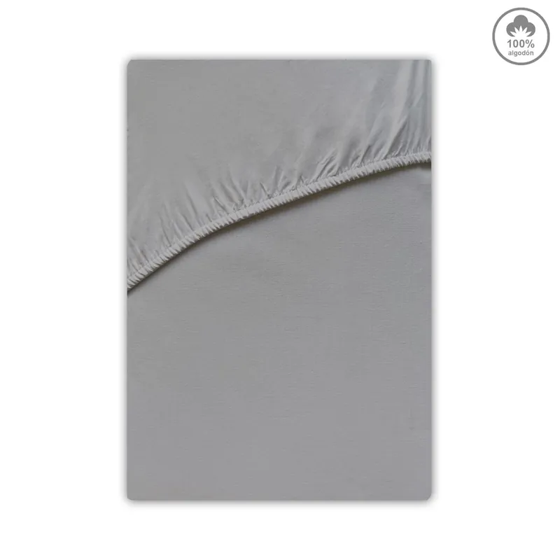 Sábana bajera VICTORIA 100% algodón cama 90cm color gris - Textil