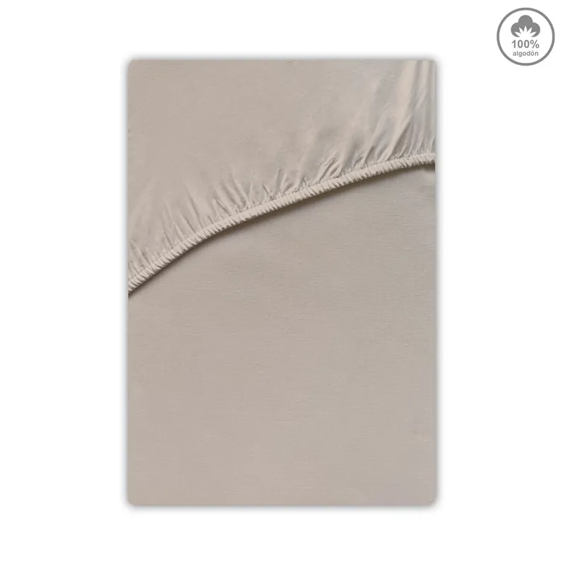 Sábana bajera VICTORIA 100% algodón cama 90cm color tierra - Textil