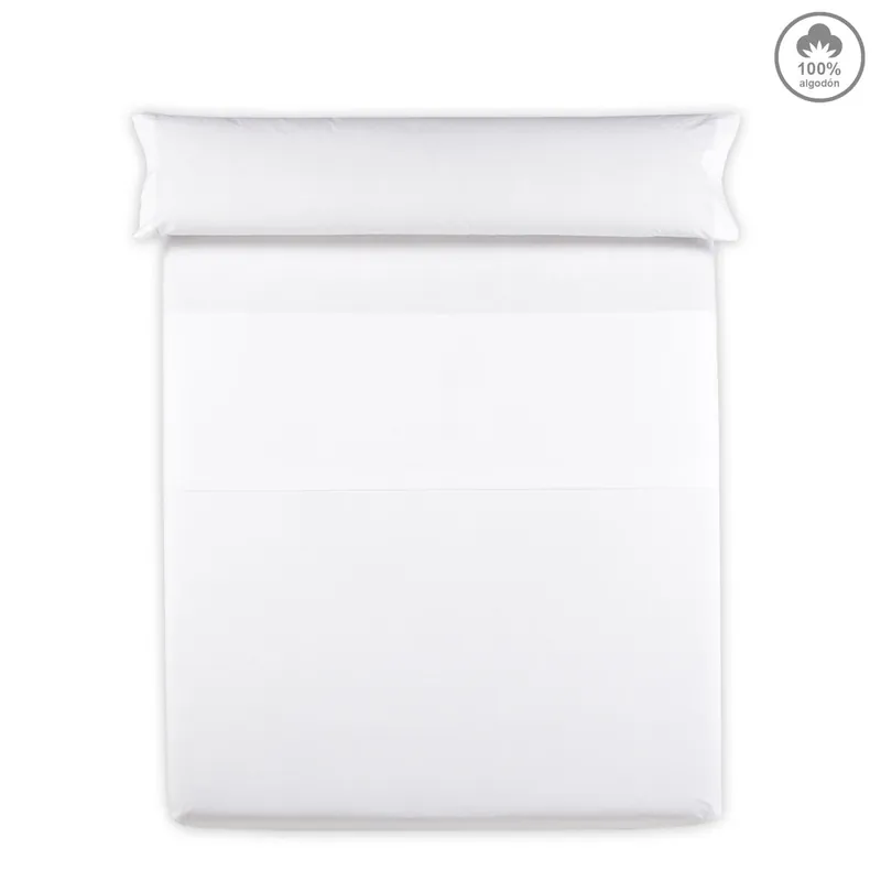Sábana encimera VICTORIA 100% algodón cama 90cm color blanco - Textil