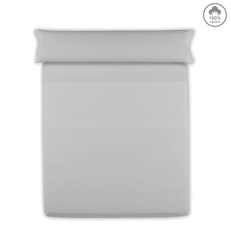 Sábana encimera VICTORIA 100% algodón cama 90cm color gris - Textil