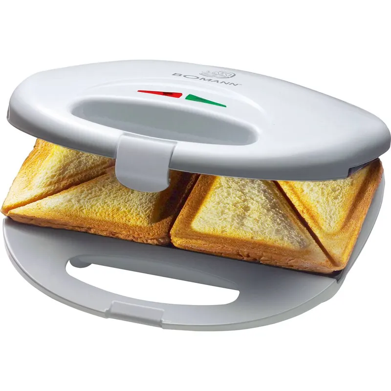 Bomann ST 5016 CB Sandwichera, 2 Sandwiches, Placas Antiadherentes, Regulador Temperatura, Tostado Perfecto, 750, Blanco - Electrodomésticos