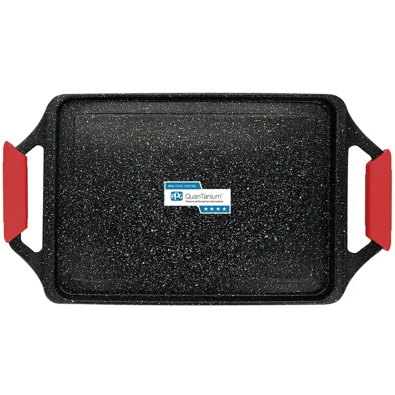 Briebe Black Titanium Plancha Cocina Inducción Asar, Antiadherente Titanio 5 Capas, Aluminio Fundido 43x25cm sin PFOA, , Negro - Electrodomésticos