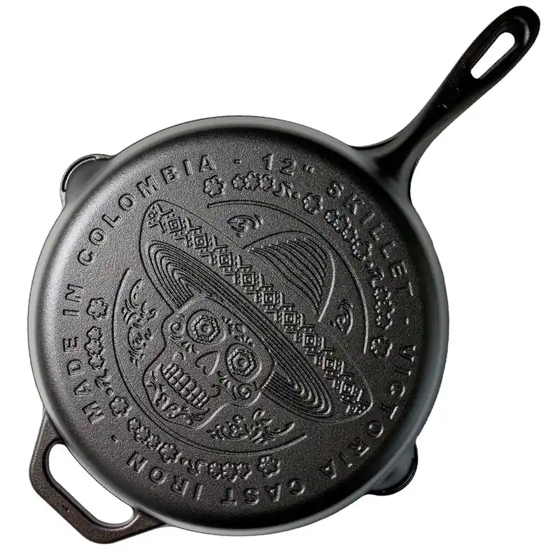 Sartén Hierro Fundido Esmaltado Diseño Catrina Inducción 25cm Apta Fuego, Horno Cast Iron Skillet, Catrina SKE30667 - Cocina