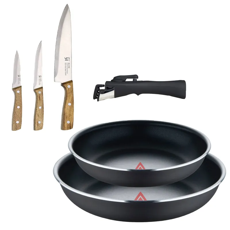 Sartenes Ø22Ø26cm inducción Click&Cook y Cuchillos de cocina