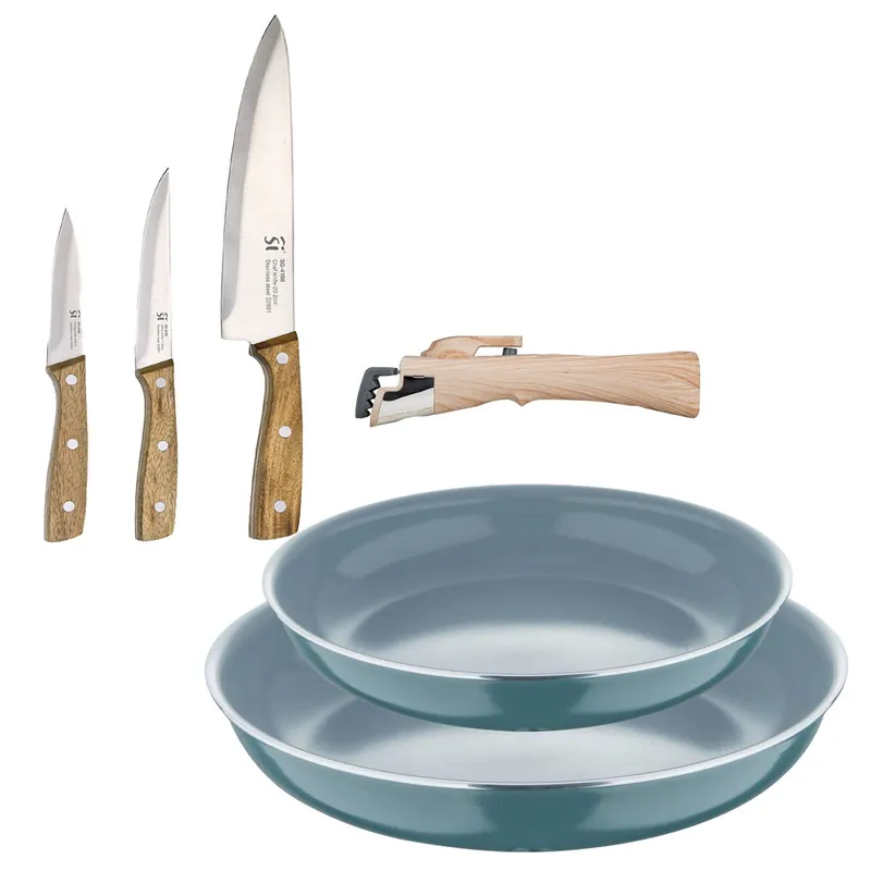 Sartenes Ø22Ø26cm inducción Click&Cook y Cuchillos de cocina