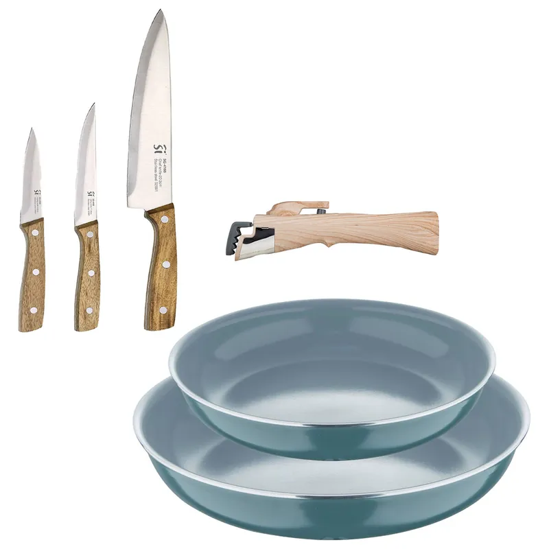 Sartenes Ø24Ø28cm inducción Click&Cook y Cuchillos de cocina