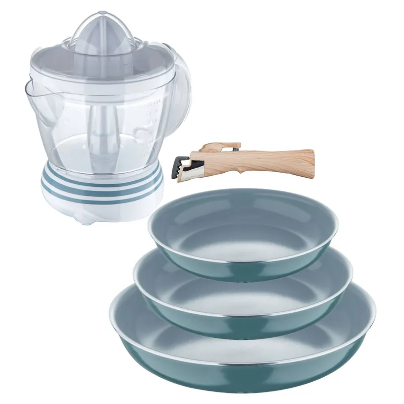 Sartenes Ø18Ø20Ø24cm inducción Click&Cook y Exprimidor 1.2 L - Cocina