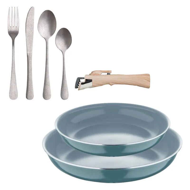 Sartenes Ø22Ø26cm inducción Click&Cook y Set de 16 cubiertos - Cocina