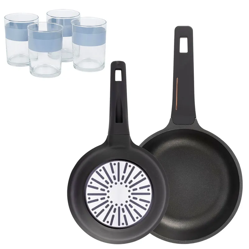 Sartenes Ø20Ø24cm inducción Copper y 4 Vasos de 0,5L - Cocina