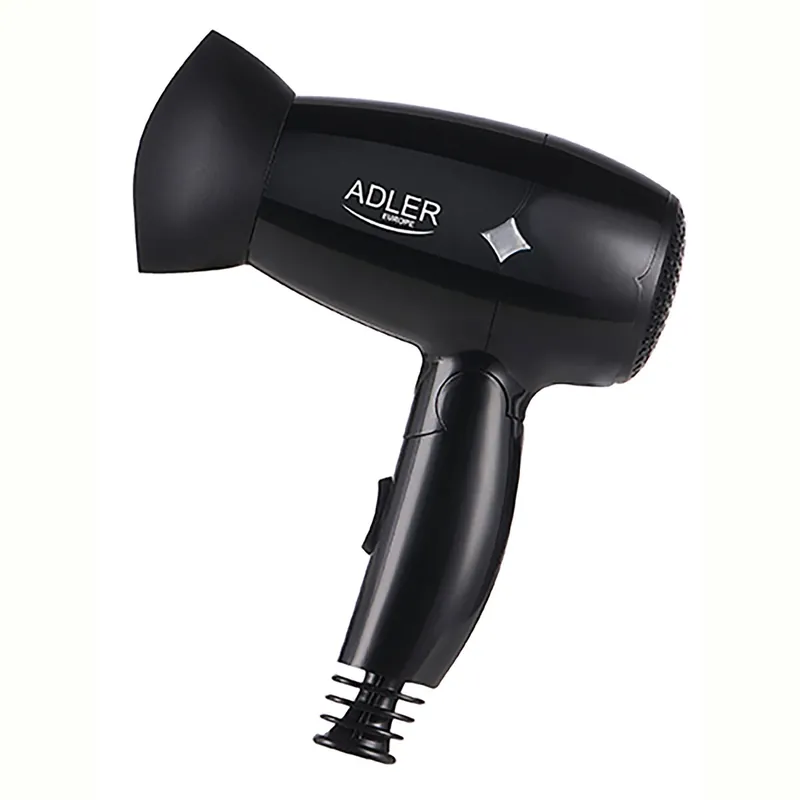 Adler AD2251 Secador de Pelo de Viaje, Plegable, Compacto, 2 Niveles Temperatura / Velocidad, Boquilla 360º, 1400, Negro - Electrodomésticos