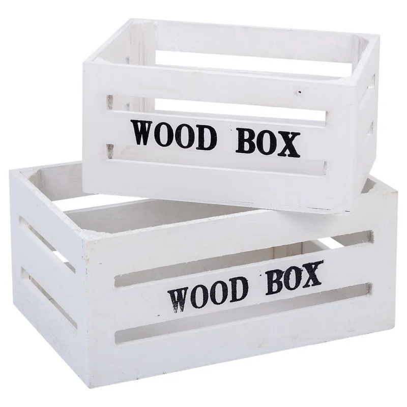 Set 2 Cajónes de madera blancos - Decoración