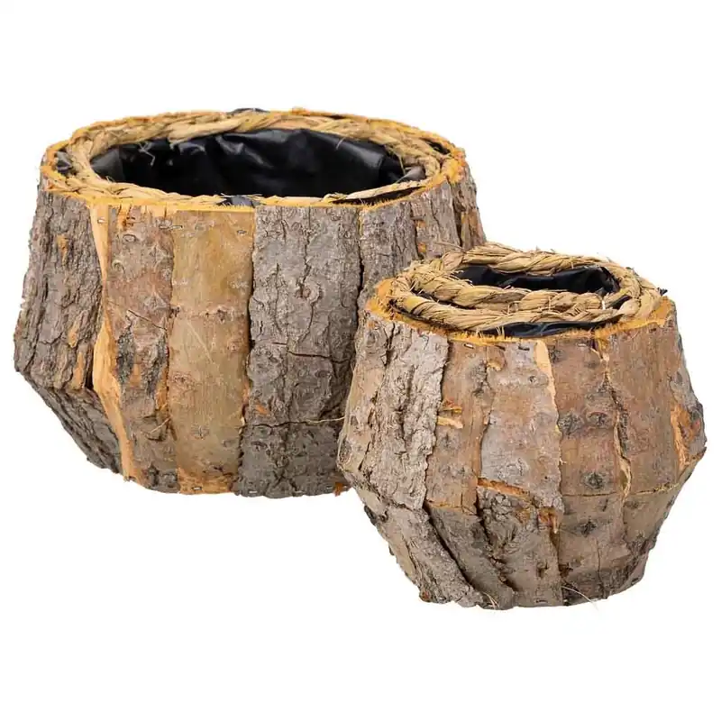 Set 2 cestos de madera marrones - Decoración