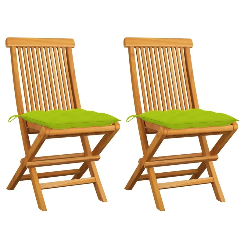 vidaXL Sillas de jardín 2 uds madera maciza teca con cojines grises
