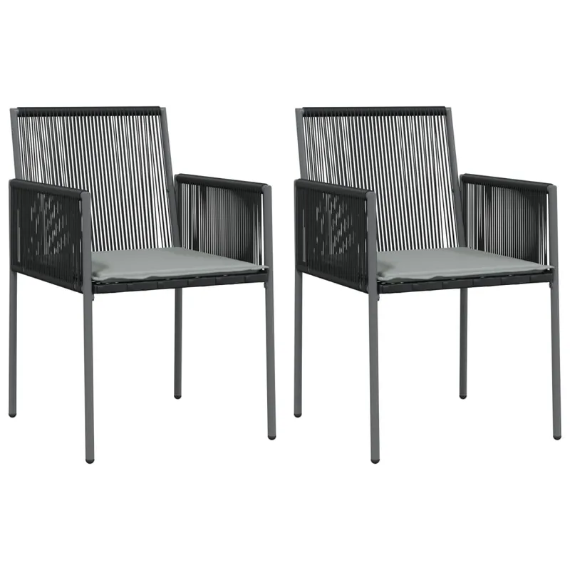 Sillas jardin con cojines 2 unidades ratán PE negro 54x60,5x83,5cm - Jardín