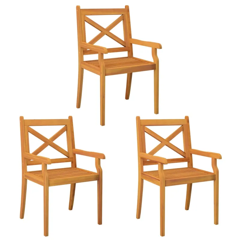 Sillas de comedor de jardin 3 unidades madera maciza de acacia - Jardín