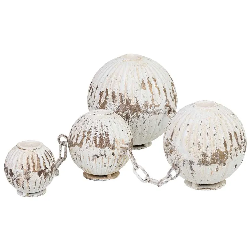 Set de 4 jarrones de metal blancos 55x12x13 cm - Decoración