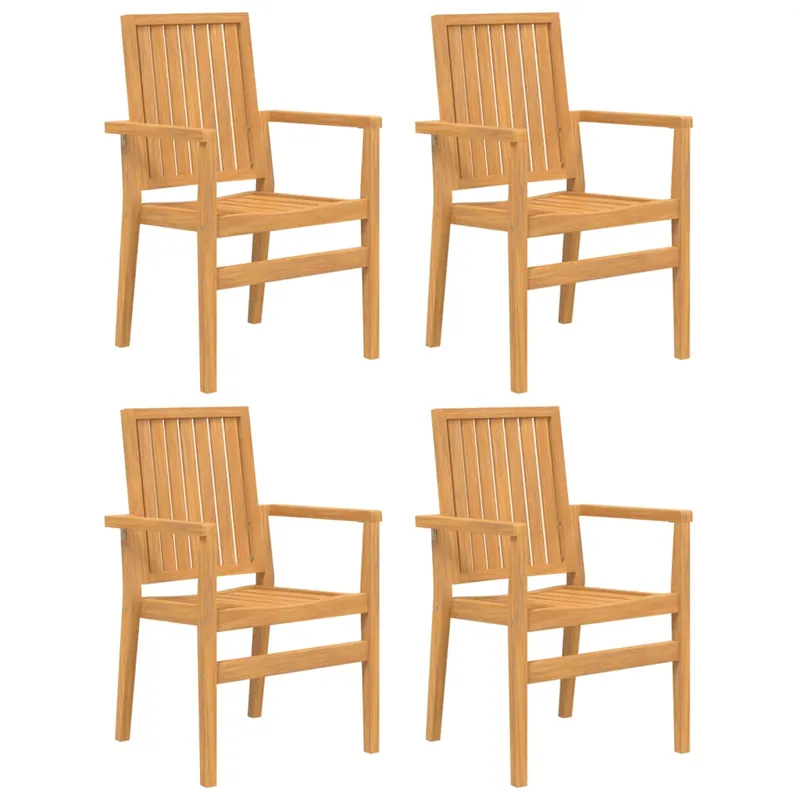 Sillas de jardin apilables 4 unidades madera de teca 56,5x57,5x91 cm - Jardín