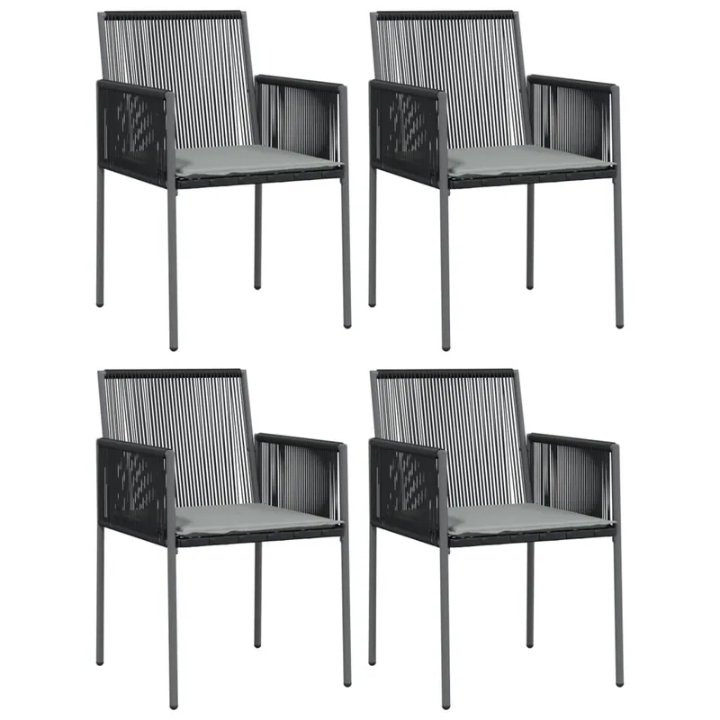 Sillas jardin con cojines 4 unidades ratán PE negro 54x60,5x83,5cm - Jardín