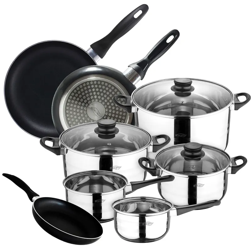 Set batería 8 piezas + set 3 sartenes 16/20/24 cms - Cocina