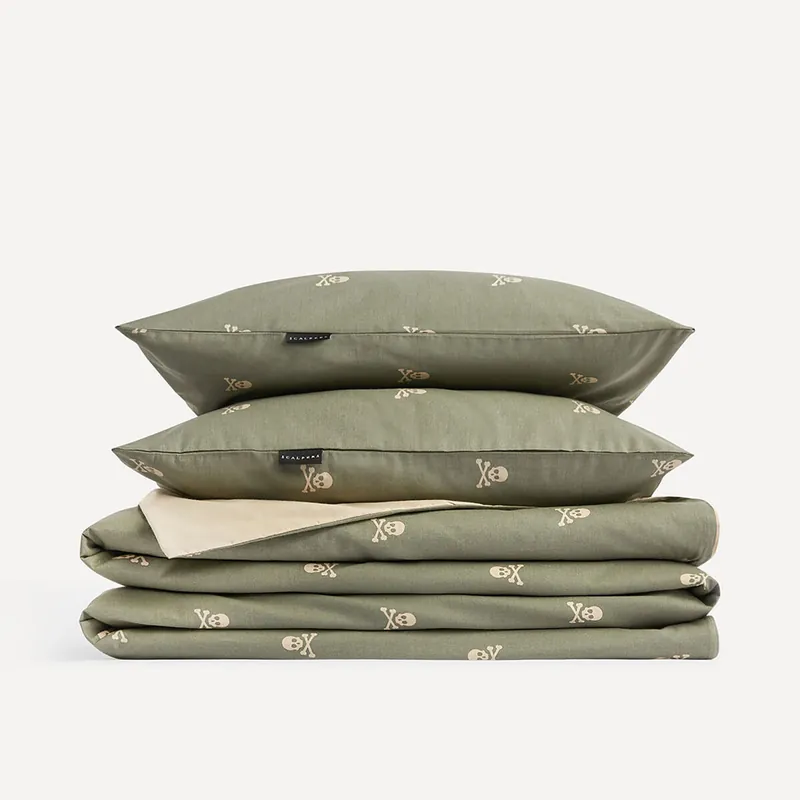 Set cama de funda nórdica 250X230CM + funda almohada (X2)50X85CM) 100% algodón 144TC beige & kakhi 365 Scalpers Home - Textil