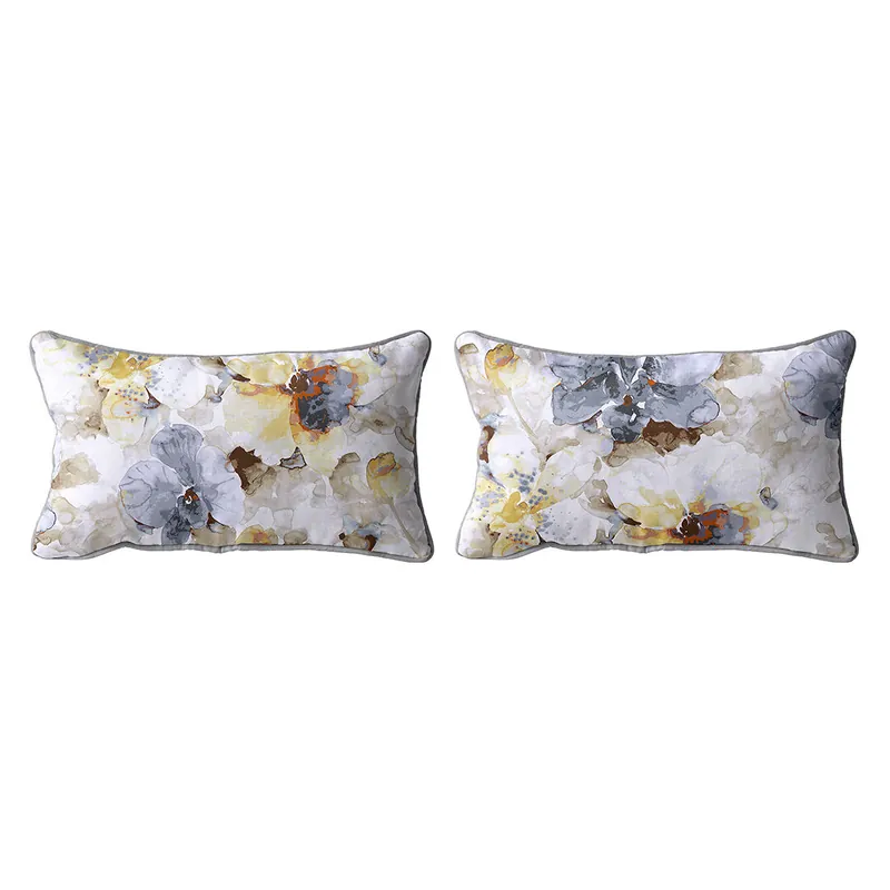 Set de 2 fundas de cojin decorativo 100% algodónNEBBIA A 30x50 cm Amarillo - Textil