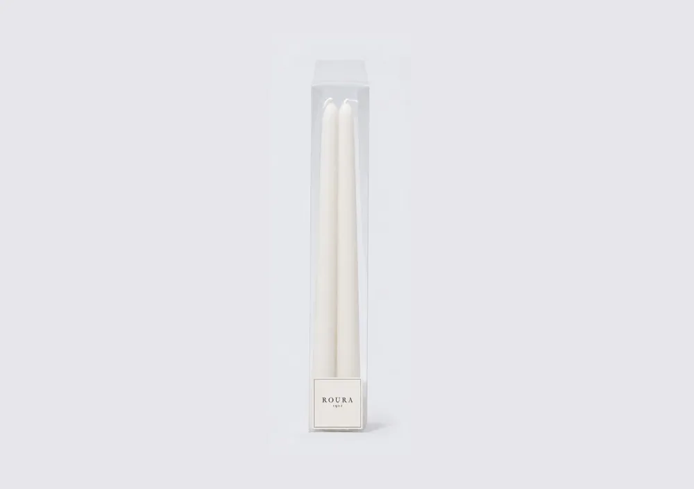 Set de 2 velas CÓNICAS marfil 28,5x5cm - Decoración