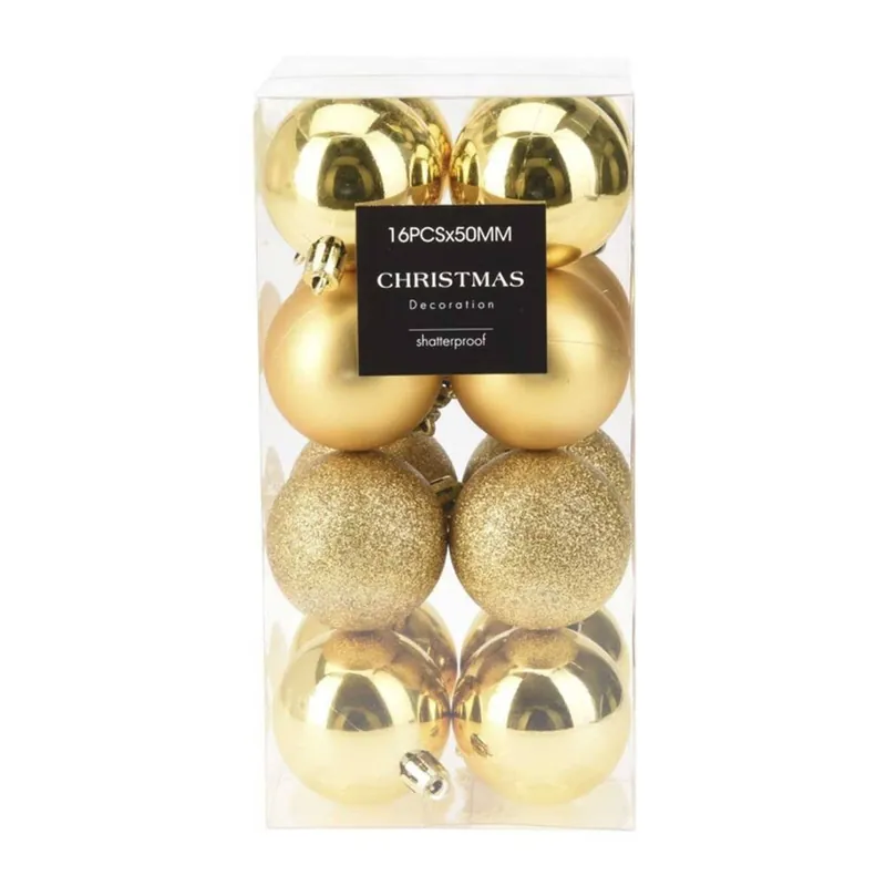 Well Home Set de 20 Bolas de Navidad de 4cm con Diseños acabados en mate y brillante en colores Oro - Decoración