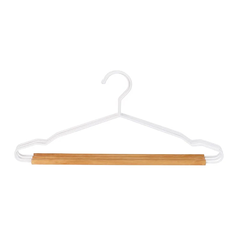 Set de 3 perchas WOOD metal y madera 20x42x1,2cm color blanco - Decoración