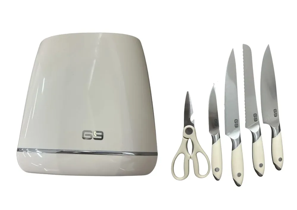 Set de 4 cuchillos y tijeras de cocina marca G9