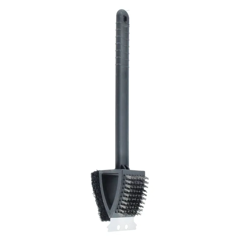 Well Home Set de Cepillo de Barbacoa 3 en 1 - Raspador y 2 Cepillos en Acero Inoxidable, PP Negro