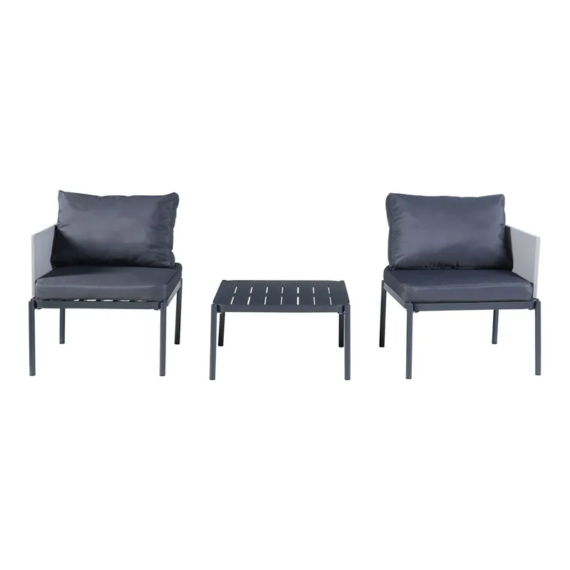 Set de muebles de jardín Accettura 3 piezas aluminio - Gris [casa.pro]