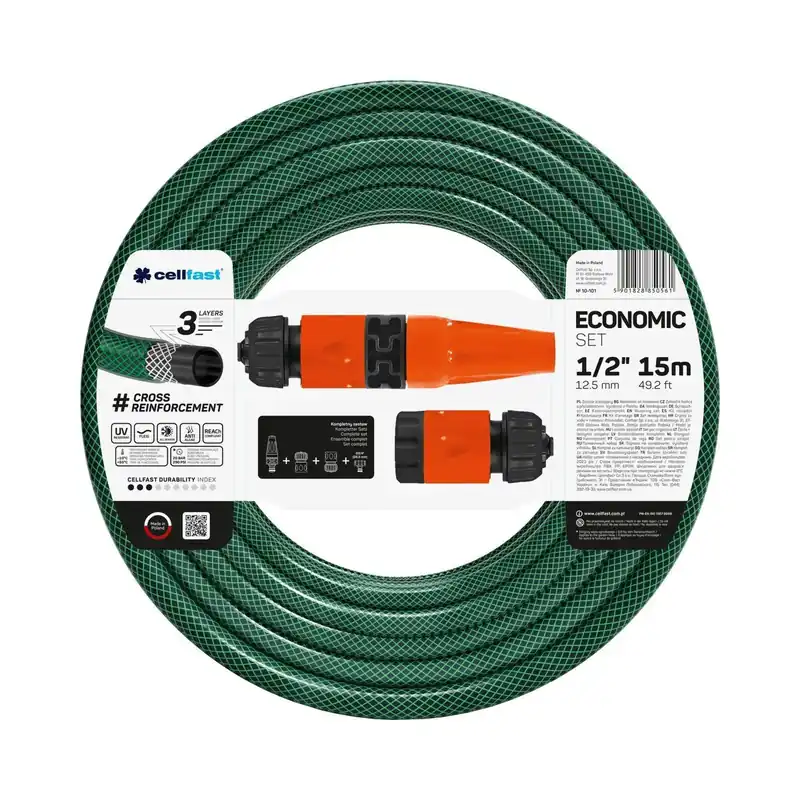 Set de riego ECONOMIC de diámetro 1/2"(12,5mm) con una longitud de 15 metros. - Jardín