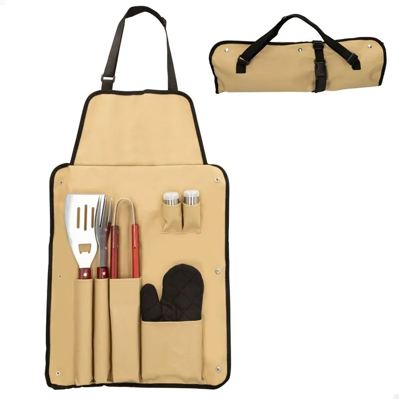 Set delantal c/6 accesorios barbacoa Aktive - Jardín