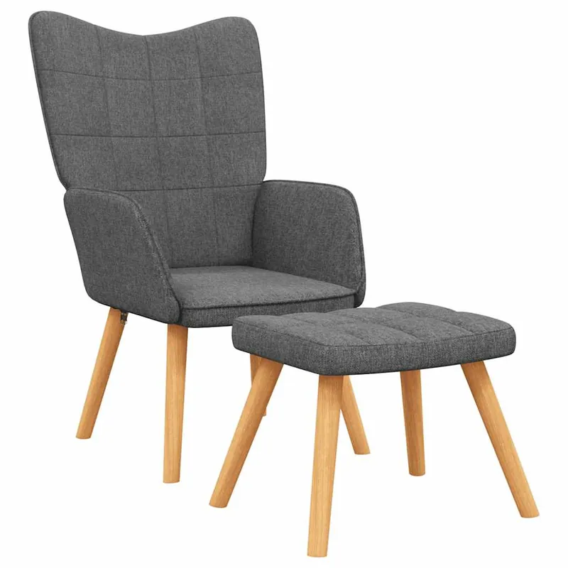 vidaXL Silla de relajación con reposapiés de tela gris oscuro - Sofás sillones puffs
