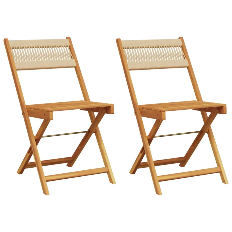 vidaXL Sillas de bistró 2 uds madera maciza de acacia y cuerda negro - Jardín